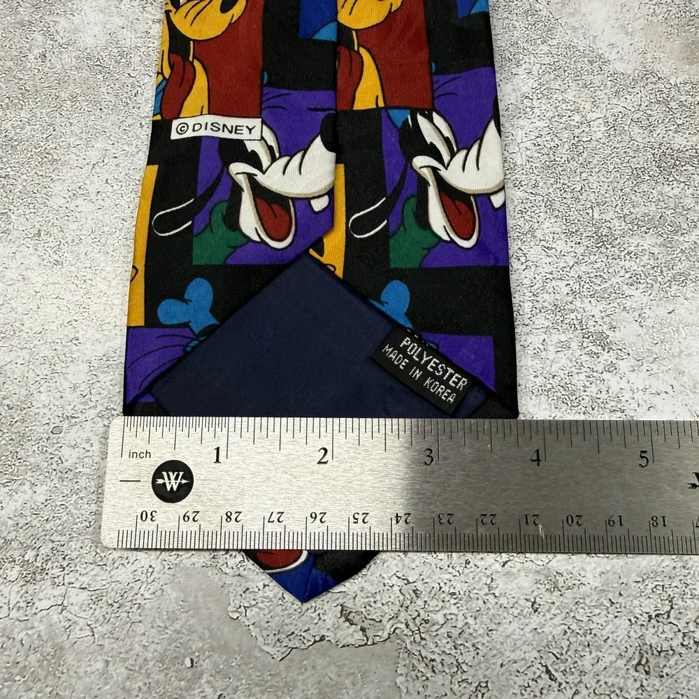 Disney Polyester Tie Mens One Size Black Geometric‎ Made IKorea Necktie